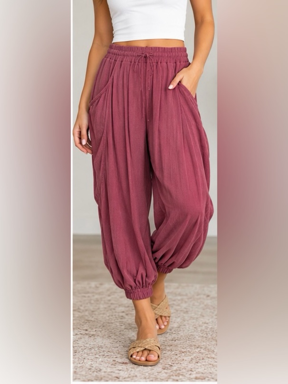 Easel Wide Leg Harem Genie Pants with Pockets - Large - NWT - Picture 4 of 12